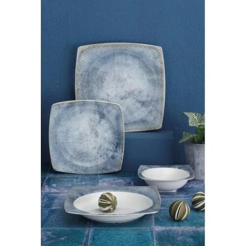 Porcelain New Bone Caroline 24 Piece Dinner Set 6 Dinner Plates 6 Service Plates 6 Cake Plates 6 Soup Bowls