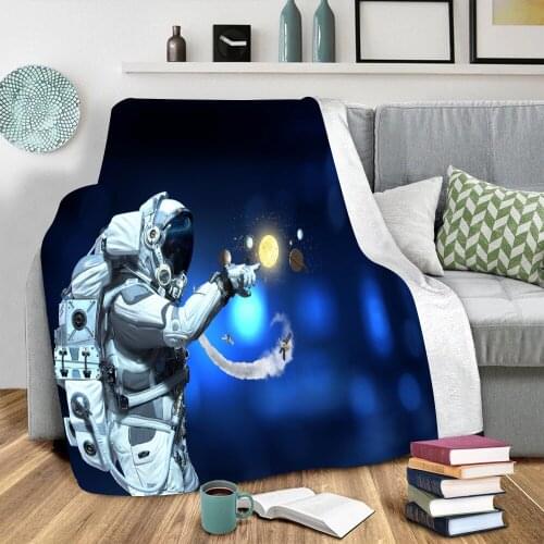 Galaxy Astronaut 3D Printed fleece blanket for Beds Hiking Picnic Thick Quilt Fashionable Bedspread Sherpa Throw Blanket 04