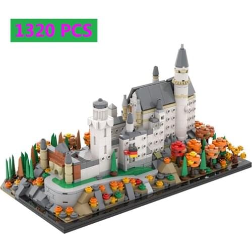 City Street Magic Architecture View Neuschwanstein Castle Brain Game Model Bricks MOC-46237 Building Blocks Toys For Kids Gifts