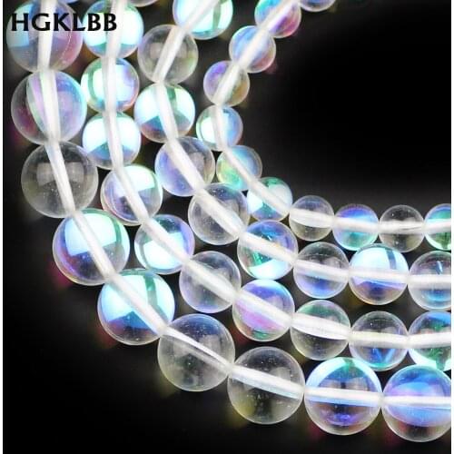 HGKLBB Natural White Labradorite stone beads 6/8/10MM 15'' Flash Round Loose beads for jewelry making bracelet DIY Accessories