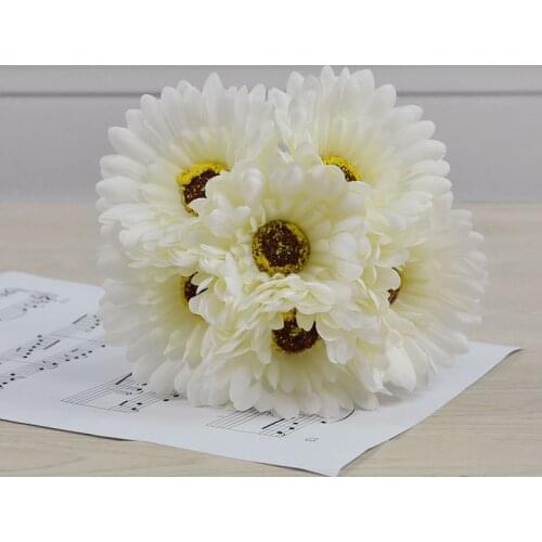 Artificical Flowers 6Head Autumn Gerbera Bouquet Silk Flower for Home Living Room Decoration Wedding Bouquet Flower Arrangement