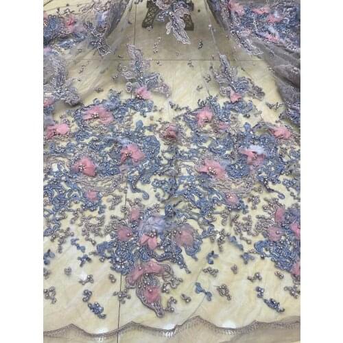 Exquisite 3D feathers + handmade beads high-quality embroidery, French tulle lace, suitable for fashionable ladies' skirts/nr