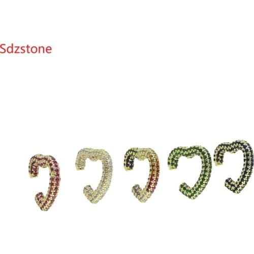 Yellow Gold Color Heart Ear Cuff For Women 1 Pcs Charming Zircon Clip On Earrings Gold Earcuff Without Piercing Earrings Jewelry