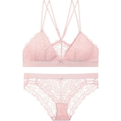 ACOUSMA Beautiful Lingerie Women Sexy Bralette Lace Bra Ultrathin Triangle Cup Brassiere Underwear Set Female Bra Brief Sets