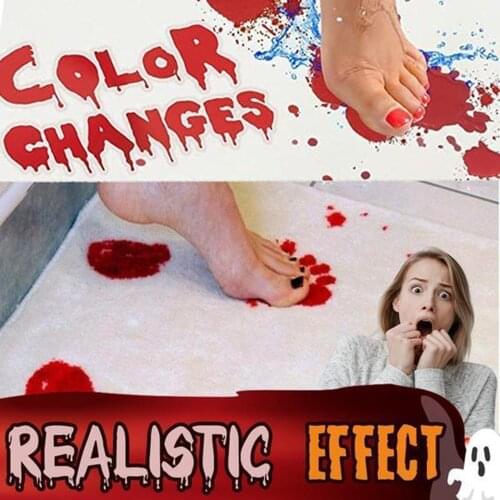 Halloween Bloody Color Changing Bath Mat Sheet Turns Red Wet Scare Your Friends Bloody Footprint Bath Mat Non-slip Rug