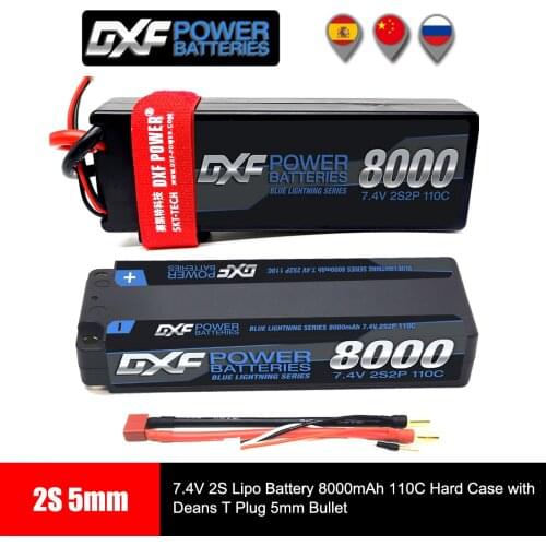 DXF 2PCS RC battery Lipo 2S 7.4V 5200mah 6200mah 6500mah 8000mah 50C 100C 120C 240C 4.0mm Hardcase For Slash 4X4 Car