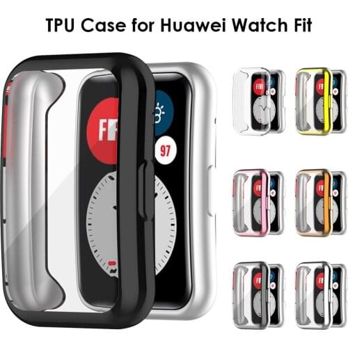TPU Soft Full Screen Protector Case Shell Edge Frame For Huawei Watch Fit Strap Band Protective Bumper Cover Accessories
