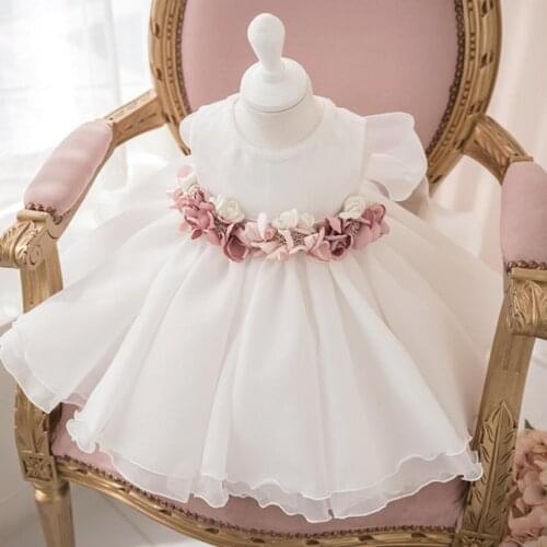 Baby Girl clothing for Baptism Princess Dress Birthday Party Wedding Appliques Ball Gown dress for girls Vestidos Y3171