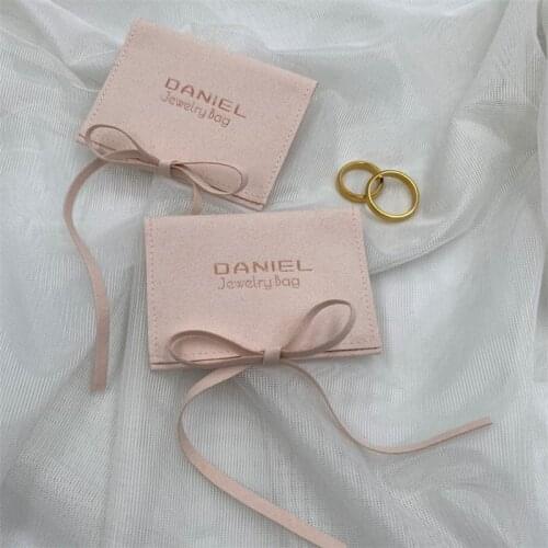 Wholesale 200pcs/lot Jewelry Packaging Pouch Bag Custom logo Suede Pouches With Strings