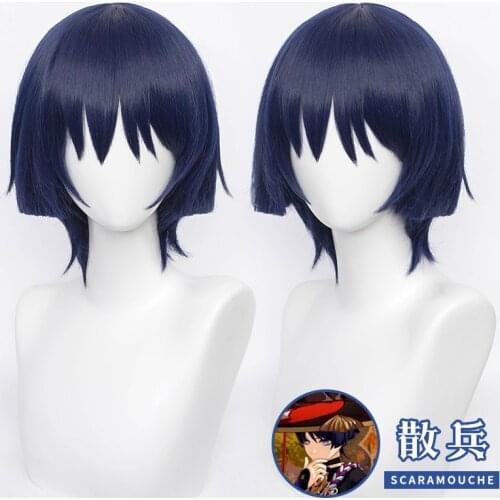 Game Genshin Impact Scaramouche Cosplay Wig Heat Resistant Synthetic Hair Cosplay Wigs + Wig Cap