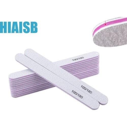 10PCS Nail File Tool 100/180 Double Sided Professional Slim Emery Gray Buffer Kit Sanding Sandpaper Nail Files Manicure Pedicure
