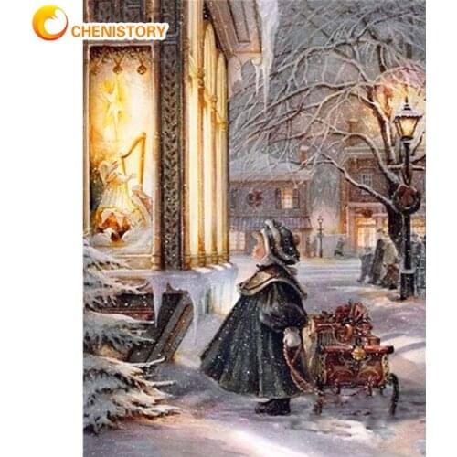 CHENISTORY Frame Diy Paint By Numbers Kits Acrylic Wall Art Home Decors Snow Girls Modern Coloring By Numbers Diy Gift 60x75cm