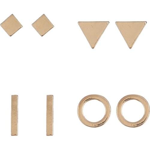 Earrings 2021 Trend 4 Pieces Cool Stuff Personality Simplicity Geometry Block Men Women Couple Gifts Triangular Circle Earrings