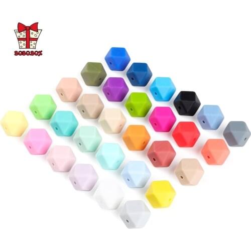 BOBO.BOX 10pcs Hexagon Silicone Beads 14mm Food Grade Baby Teether BPA Free DIY Necklace Pacifier Chain Baby Teething Care Gift