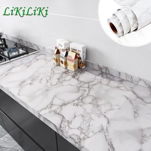 Modern Marble PVC Wall Stickers Room Decor Film Self Adhesive Wallpaper Kitchen Cabinet Contact Paper Waterproof Sticky Decals