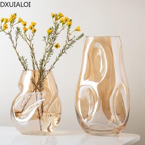 Modern, simple and irregular, special-shaped stained glass vase, living room desktop flower arrangement, home decoration