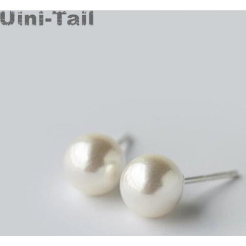 Uini-Tail new original 925 sterling silver Korean imitation pearl earrings female simple fashion temperament ear jewelry GN713