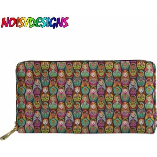 Purse Women russian doll pattern Kawaii Printed Wallets Ladies Long Clutch Phone Wallet Females Card Holders for Teen girl Bolsa