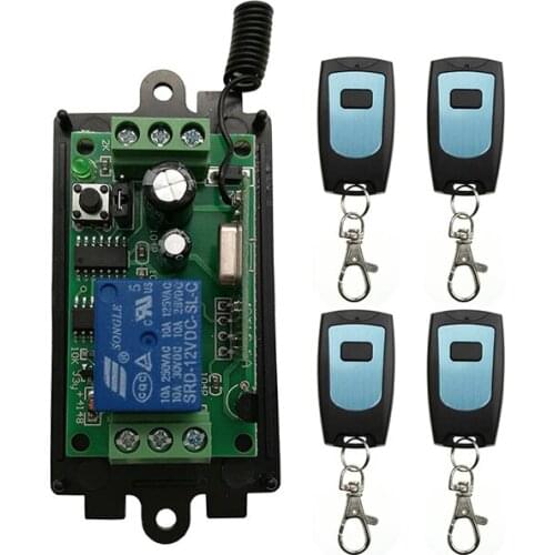 DC 9V 12V 24V 1 CH 1CH Remote Control Light Switch Relay Output Radio Receiver Module and Waterproof Transmitte Garage Doors
