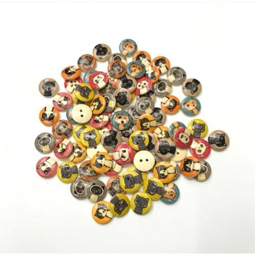 100pcs 100 PCS Wooden Cartoon Buttons Assorted Design for Crafts Scrapbooking or Sewing