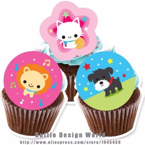 30 Cute Animal Edible Cake Topper Wafer Rice Paper Cake Cupcake Cookie Topper Decoration Birthday Baby Shower Cake Decor Supply