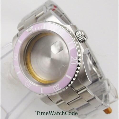40MM Watch Case Parts SUB Sapphire Glass fit for ETA 2836 MIYOTA 8205 8215 821A MINGZHU 2813 3804 Bracelet Date Window