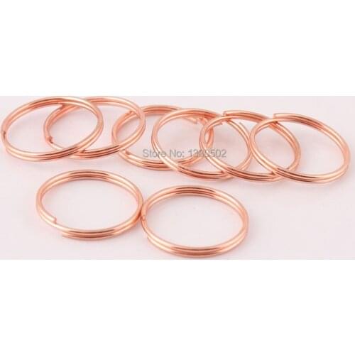 500PCS 14mm Rose Gold color Split Ring key ring Round Shape DIY Decoration Key chain for Snap hook