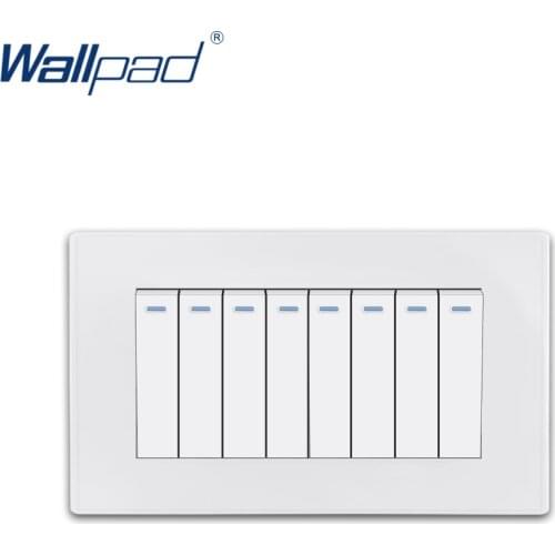 8 Gang Reset Momentary Contact Wallpad Luxury White PC Panel Wall Light Switch Rocker Switch 10A AC110~250V