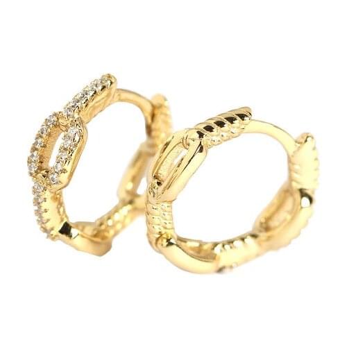 925 Sterling Silver Earring Fashion Zircon Hollow Square Chain Ear Ring Trend Temperament Woman Girl Ear Jewelry