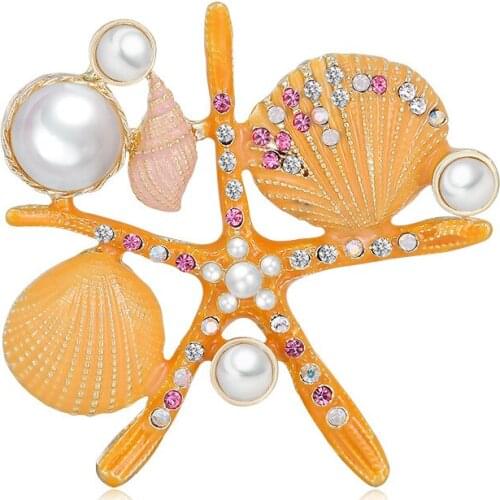 3pc New retro starfish DIY Brooch Vintage Enamel Lapel Pins Badge for women New Year Simple Clothing Accessories