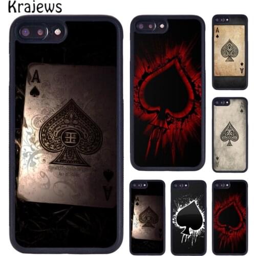 Krajews Ace Of Spades Printed Mobile Phone Case For iPhone 5 6S 7 8 plus 11 12 Pro X XR XS Max Samsung Galaxy S7 S8 S9 S10 PLUS