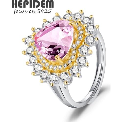 HEPIDEM 100% Amethyst 925 Sterling Silver Rings New Trend Women Big Heart Purple Stone Gemstones Gift S925 Fine Jewelry 3536