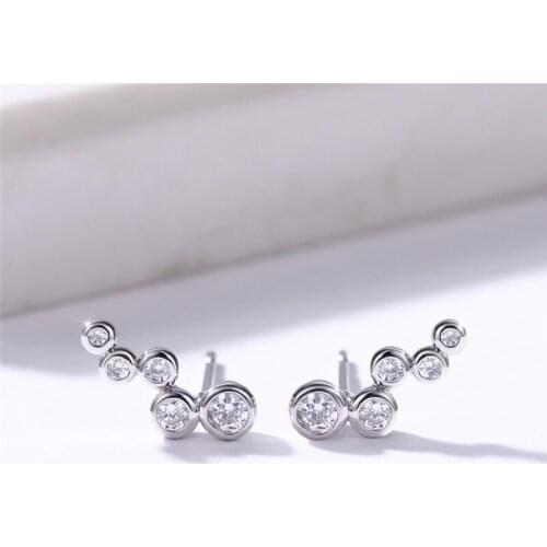 Huitan Chic Small Stud Earrings for Female with Colorful Round Cubic Zirconia Simple Versatile Women Earrings Trendy Jewelry New