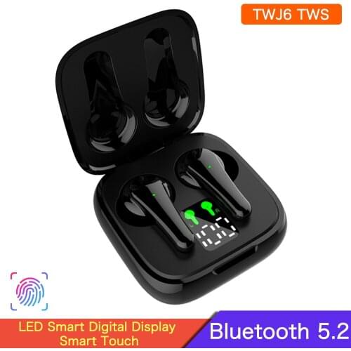 J6 TWS Bluetooth 5.2 Earphones Touch Control Wireless Headphone LED Display Headset 9D Stereo Sports Waterproof Earbuds With Mic