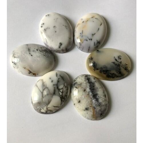 AA Quality Natural White Opal Cabochons Oval 30x40mm Dendritic Opal CAB Semi precious stone Jewelry Cabochon Ring Face 1pcs/lot