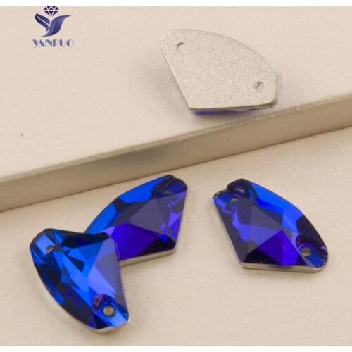YANRUO 3256 Galactic Capri Blue Sewing Glass Flat Back Blue Rhinestones Crystals Sew on Stones For Dress Clothes