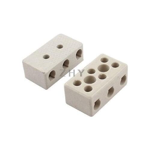 2 Pcs 10A 2W8H 2 Way 8 Hole Connector Porcelain Ceramic Terminal Block