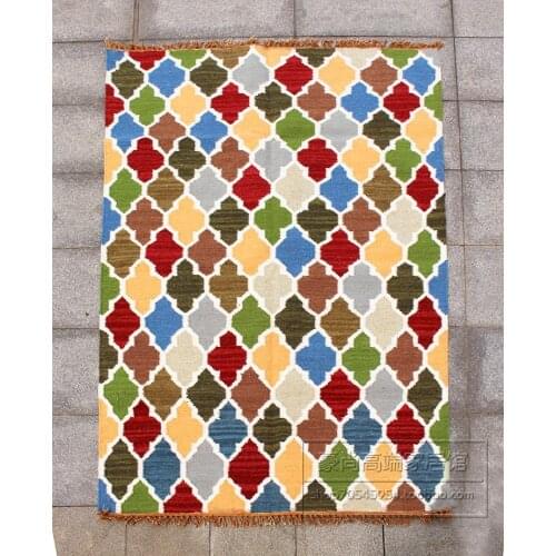 Kilim Carpet Wool Handwoven Wool Carpets Gift Rectangle Carpet Natural Sheep Wool