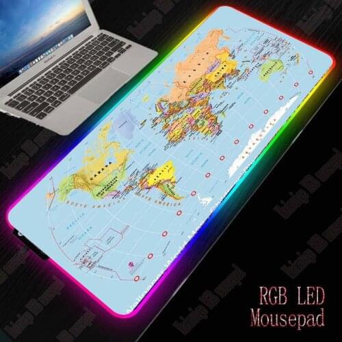 XGZ Map Mouse Pad Computer Mousepad LED Gaming Mouse Pad Gamer Large Mause Pad XL RGB Mousepad USB for Keyboard Mice PC Desk Mat