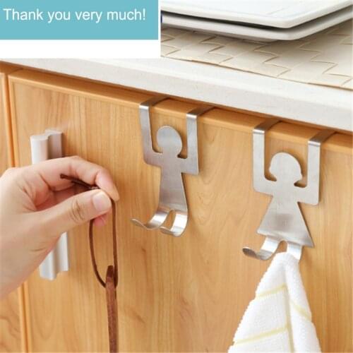 Creative 2 pieces/set of kitchen accessories stainless steel herringbone hook S-shaped spoon rack cabinet storage placement