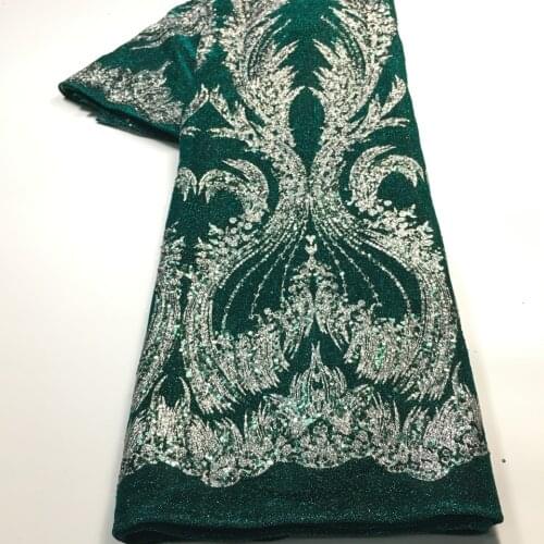 Glued Glitter Lace Fabric 450*150CM African Lace Fabric 2021 High Quality Lace with Sequins for Evening Wedding Dress M3543