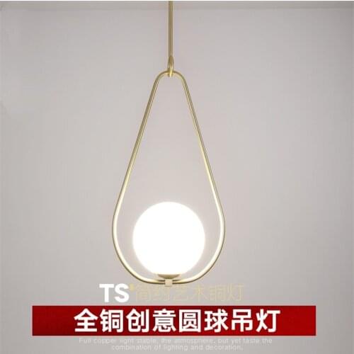 Brass H65 Water Droplet Pendant Lights Living Room Bedroom Restaurant Single-head Lamps Aisle Bar Ball Copper Lights Fixtures