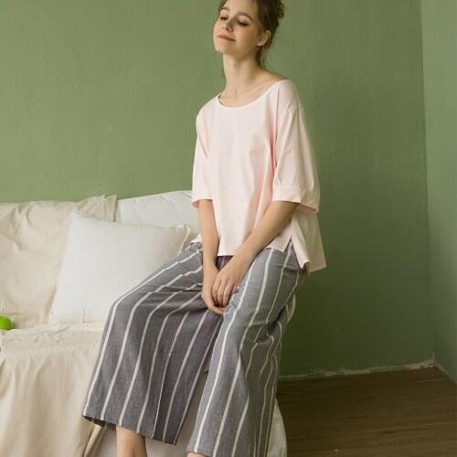 Summer Cool New Style Silk Cotton Short-sleeved Trousers Shorts Womens Plus Size Home Wear Casual Pajamas Home Wear Pajamas