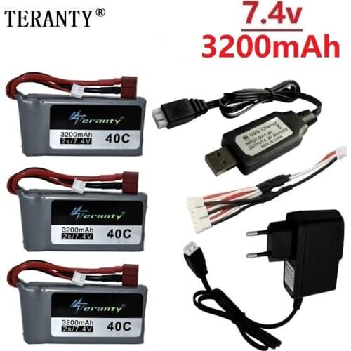 7.4v 3200mah Lipo Battery For Wltoys 12428 12423 RC Four-wheel RC Vehicle Car 1500mAH 7.4v Battery Feiyue 03 Q39 RC Part charger
