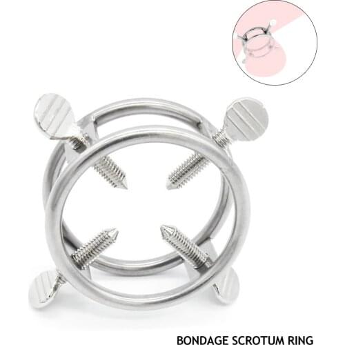 Man Stainless Steel Penis Ring Scrotum Bondage Cock Dick Stretcher Testis Spike Stimulate Metal Cock Ring Bdsm Sex Toys For Men