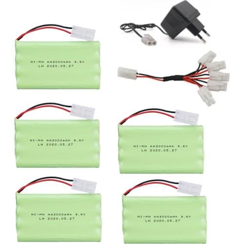 9.6v 3000mAh Ni-MH Battery + 9.6v Charger Set For Rc toys Car Tank Robots Gun Boat AA 9.6v 2400mah NIMH Battery Pack