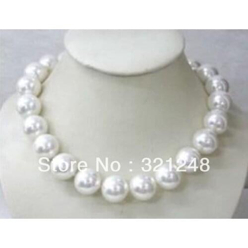 New fahsion high grade 10mm white shell simulated-pearl round beads necklace for women wholesale price jewelry 18inch GE1083