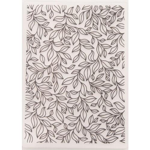 Plastic Embossing Folders Black Leaf Pattern Scrapbooking Template Craft Card Making Decoration Rectangle 14.5cm x 10.5cm, 1 pc