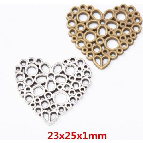 35 pieces of retro metal zinc alloy love pendant for DIY handmade jewelry necklace making 7950
