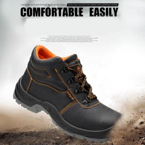 ZEEKSON Martin Boots Mens British Style Tooling Boots High-top Thick-soled Combat Training Boots Mens Trendy Safety Shoes